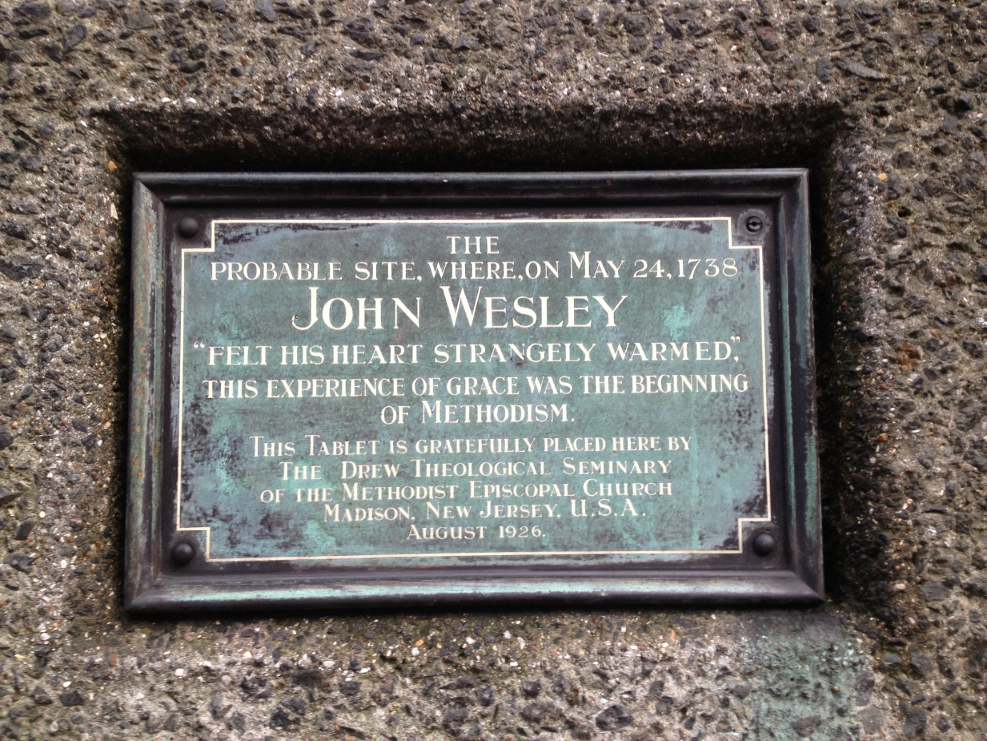 John Wesley’s Conversion Place Memorial The ‘Aldersgate Flame